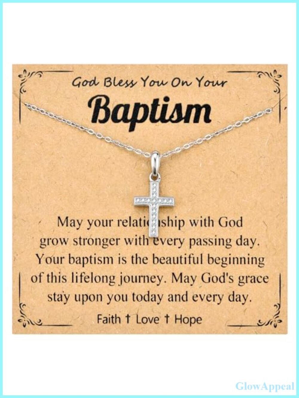 Silver Plated Tiny Cross Necklace 18" Adjustable Baptism Gift